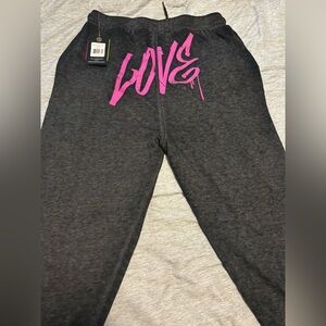 Zumba Fitness Charcoal Joggers with Pink LOVE Graphic
